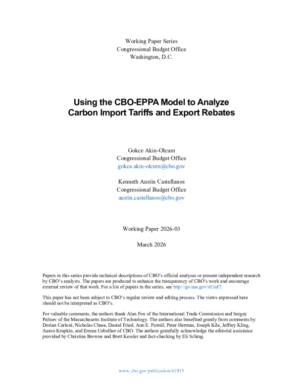 采用CBO-EPPA模型分析碳进口关税及出口退税政策