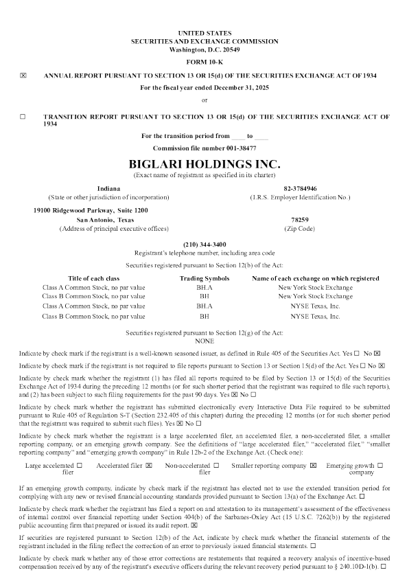 Biglari Holdings Inc-B 2025年度报告