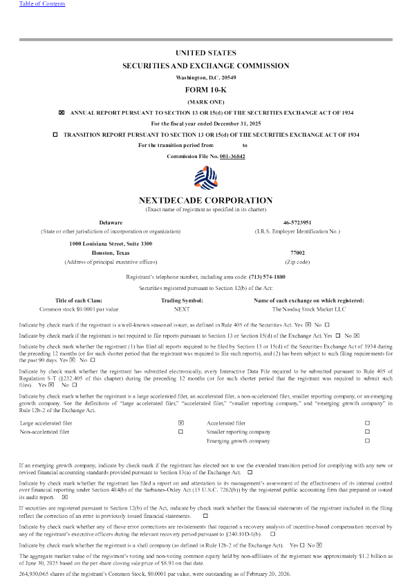 NextDecade Corp 2025年度报告