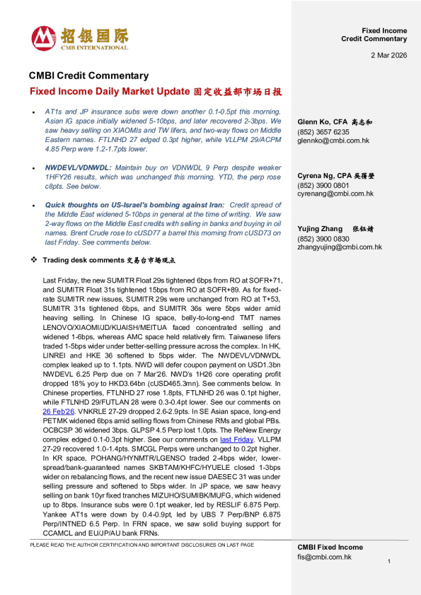 Fixed Income Daily Market Update