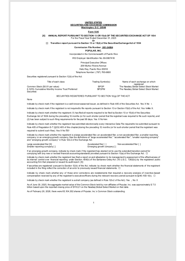 大众银行(波多黎各) 2025年度报告