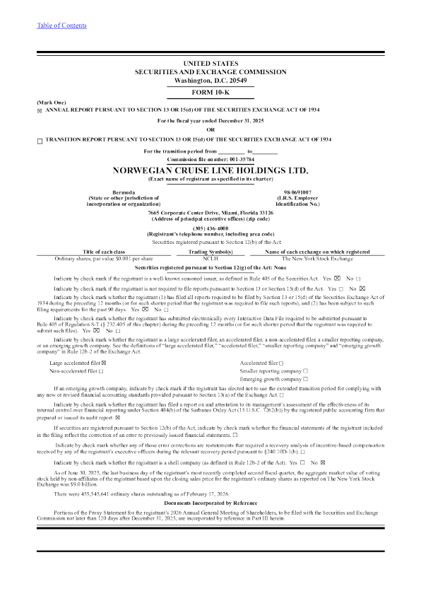 挪威邮轮 2025年度报告