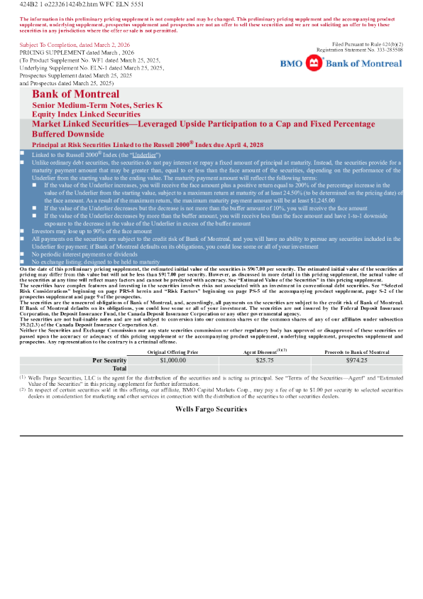 蒙特利尔银行美股招股说明书(2026-03-02版)