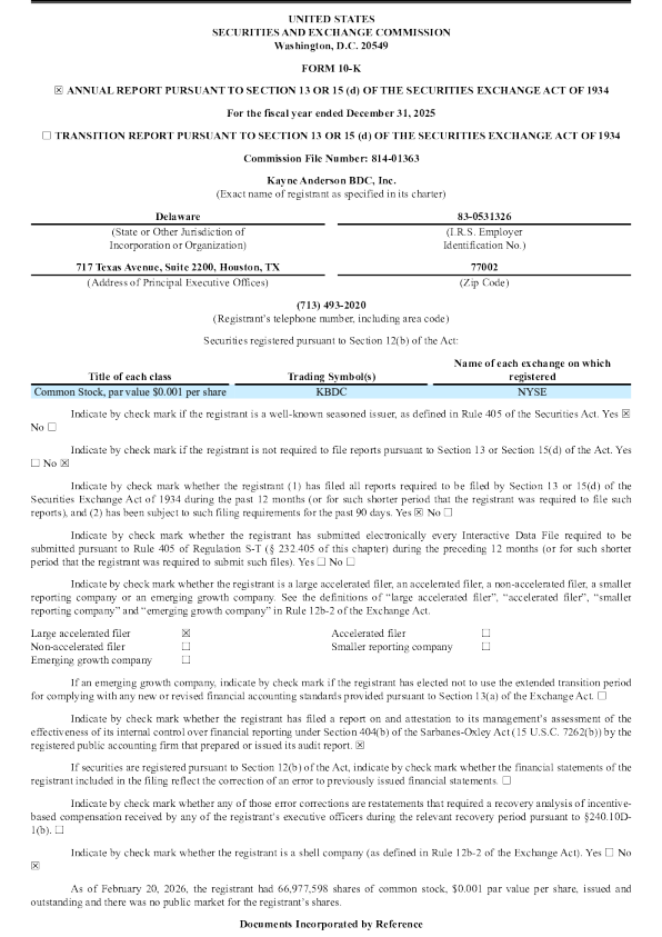 Kayne Anderson BDC Inc 2025年度报告