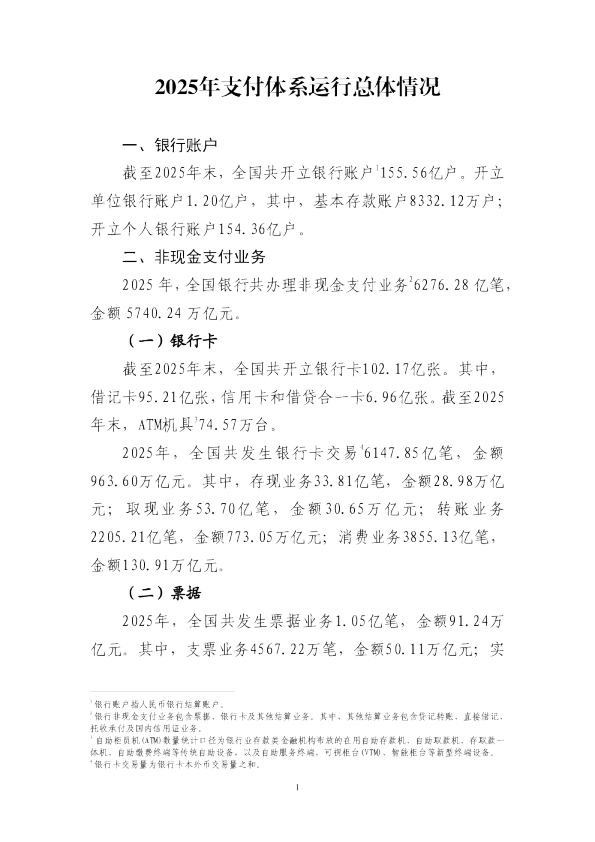 2025年支付体系运行总体情况