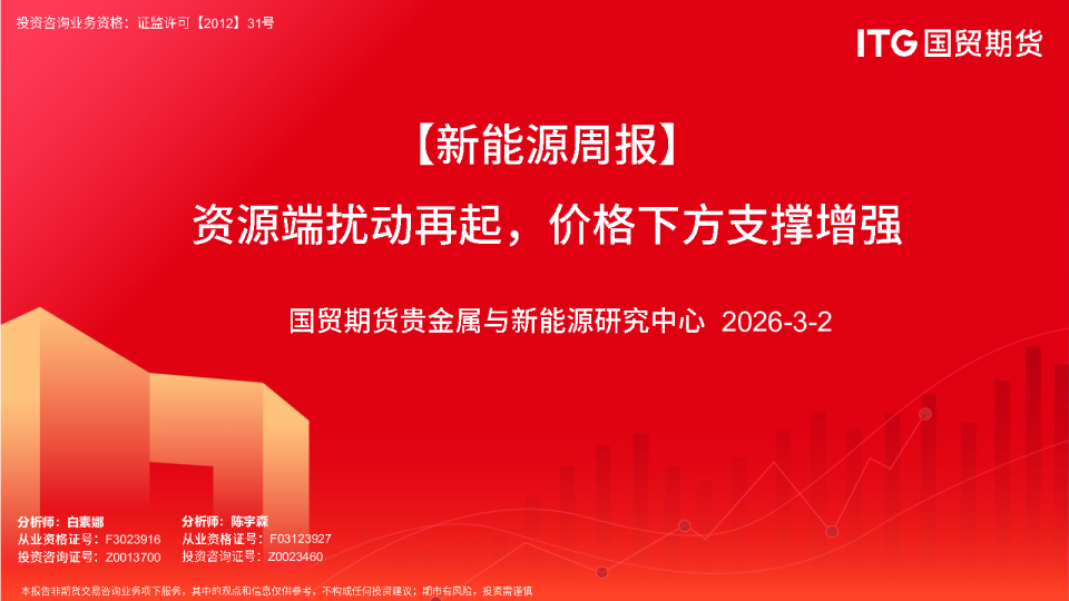 【新能源周报】资源端扰动再起,价格下方支撑增强