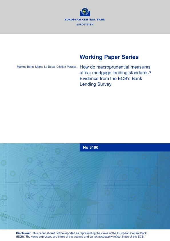 宏观审慎措施如何影响抵押贷款标准？——来自欧洲央行银行贷款调查的证据