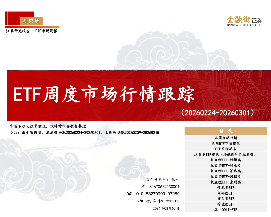 ETF周度市场行情跟踪