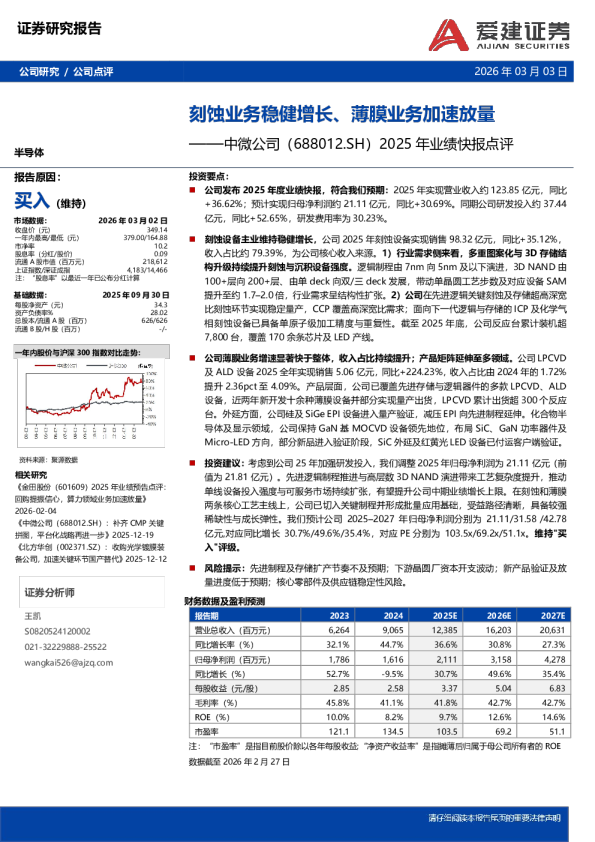 2025年业绩快报点评:刻蚀业务稳健增长、薄膜业务加速放量