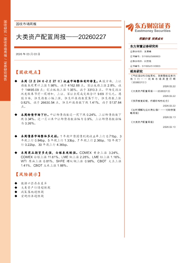 大类资产配置周报