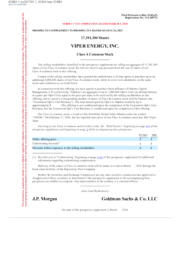 Viper Energy Inc-A美股招股说明书(2026-03-03版)