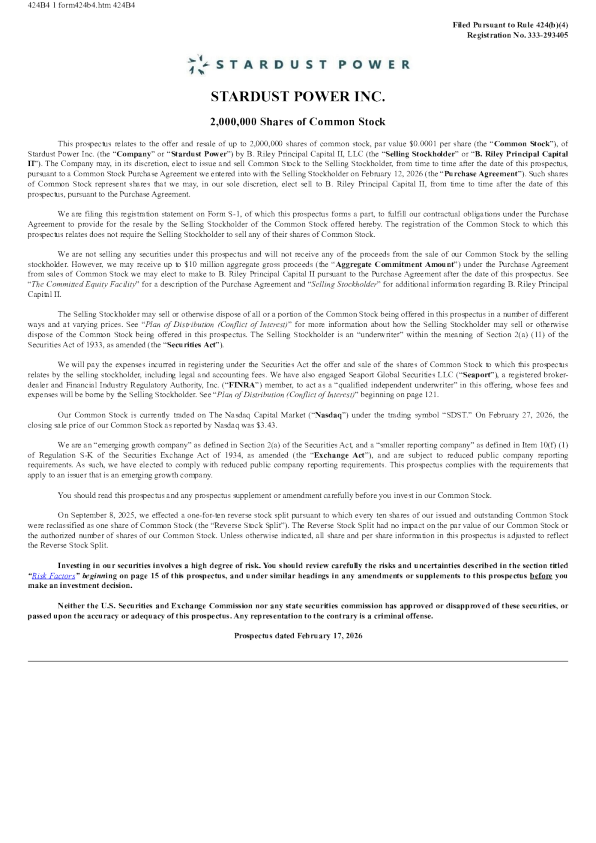 Stardust Power Inc美股招股说明书(2026-03-03版)
