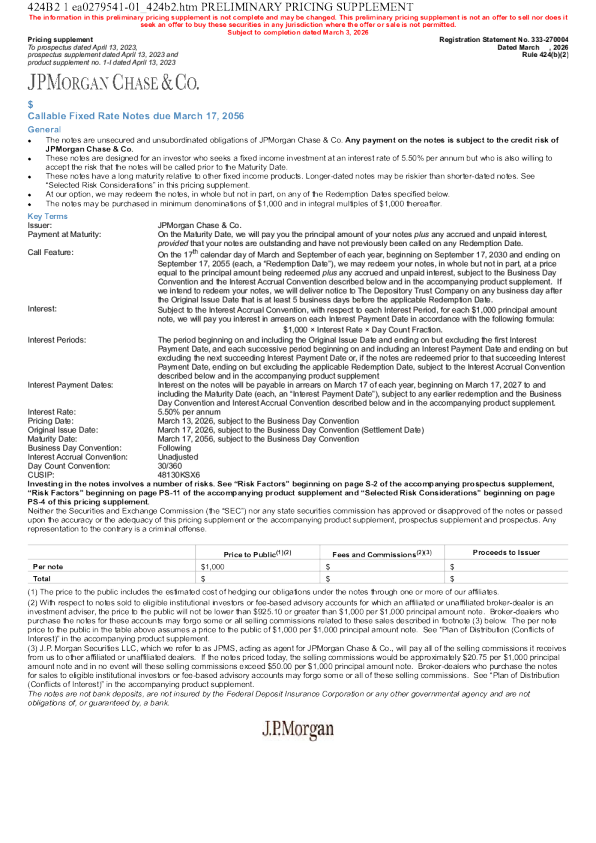 摩根大通美股招股说明书(2026-03-03版)