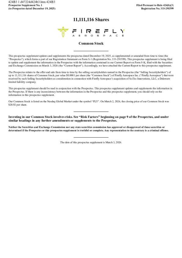 Firefly Aerospace Inc美股招股说明书(2026-03-03版)