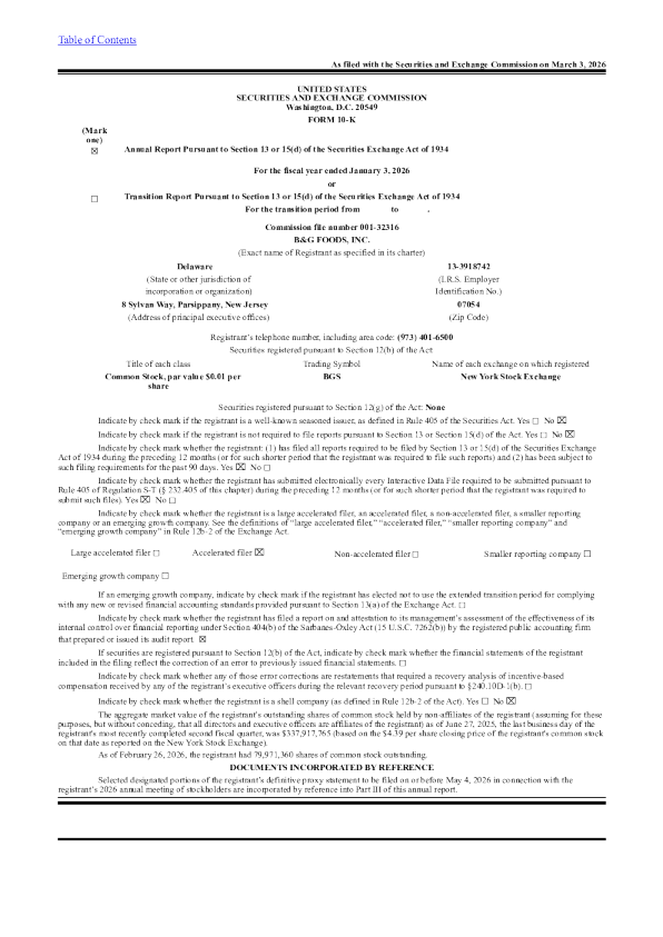 B&G食品 2025年度报告