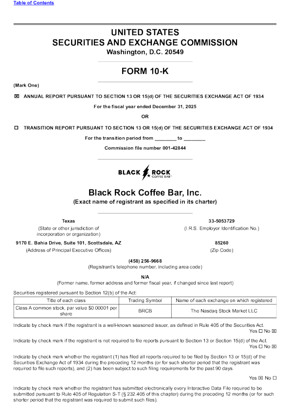 Black Rock Coffee Bar Inc-A 2025年度报告