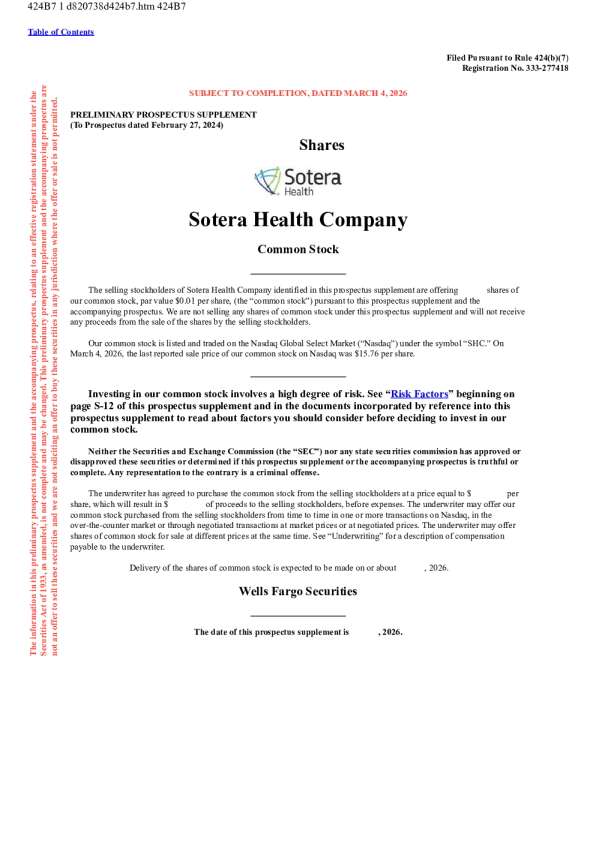 Sotera Health Co美股招股说明书(2026-03-04版)