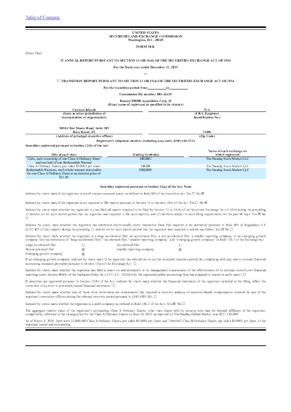 Roman DBDR Acquisition Corp II-A 2025年度报告