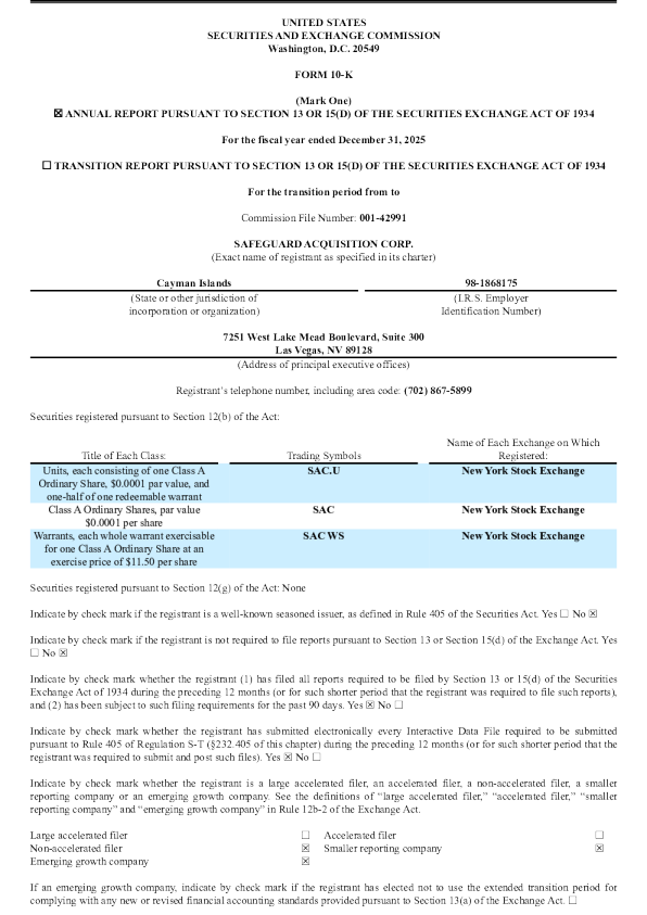 Safeguard Acquisition Corp-A 2025年度报告