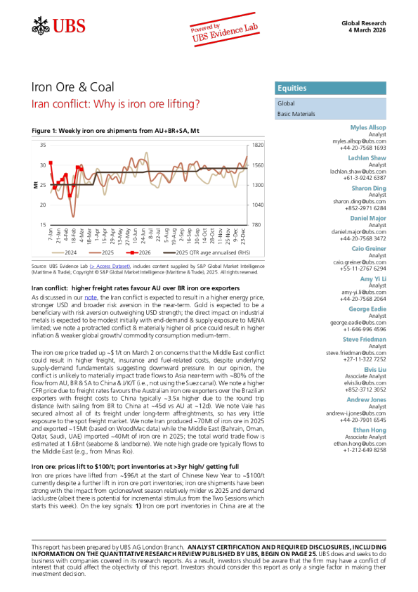 铁矿石与煤炭：伊朗冲突为何推高铁矿石价格？