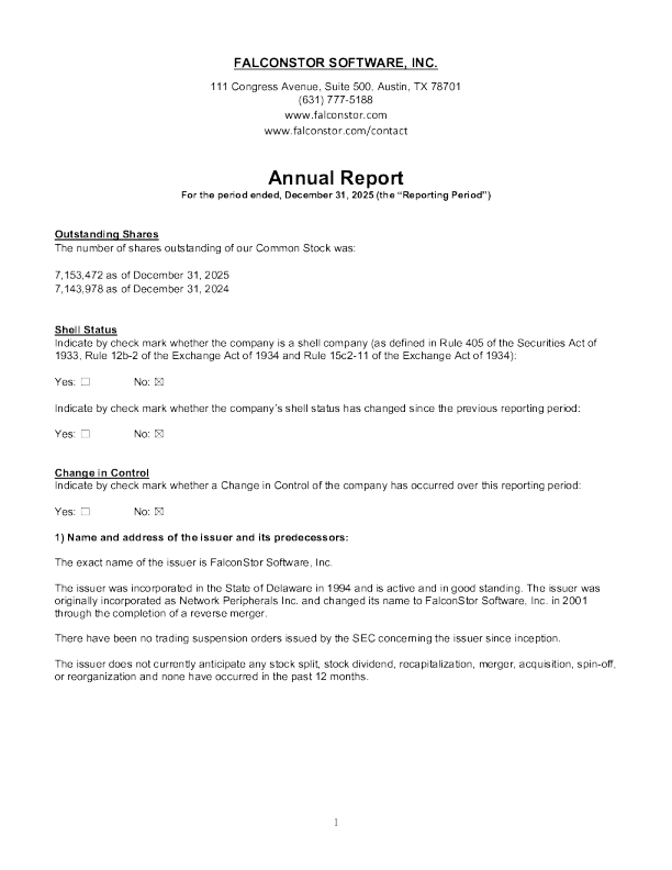 FalconStor Software Inc. 2025年度报告