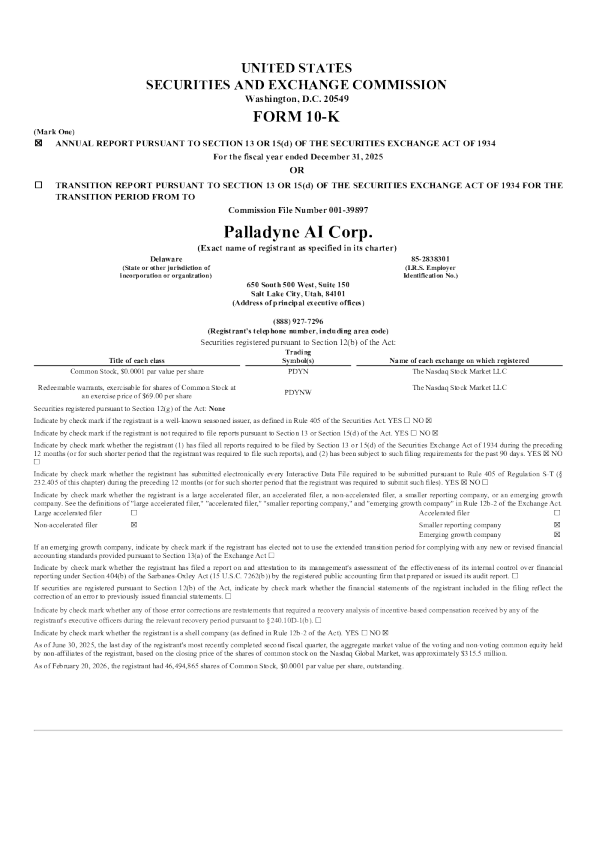 Palladyne AI Corp 2025年度报告