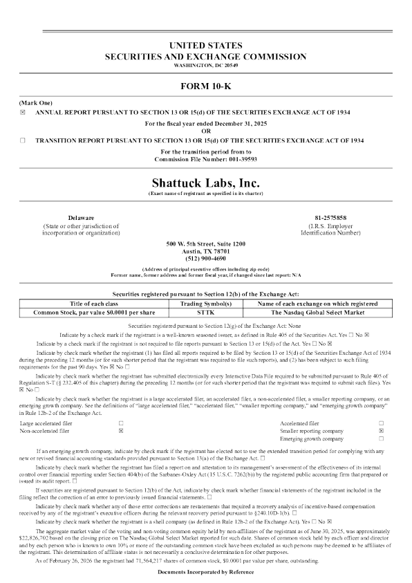 Shattuck Labs Inc 2025年度报告