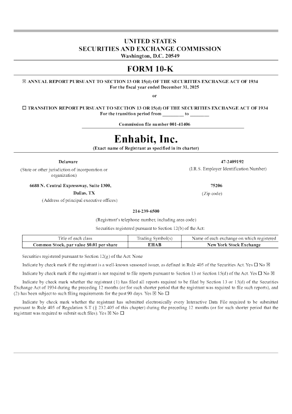 Enhabit Inc 2025年度报告