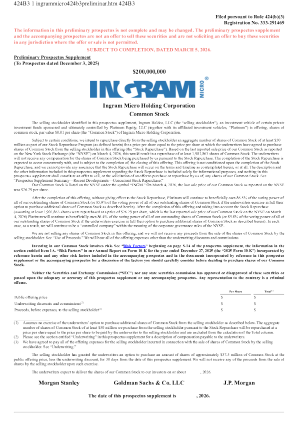 Ingram Micro Holding Corp美股招股说明书(2026-03-05版)