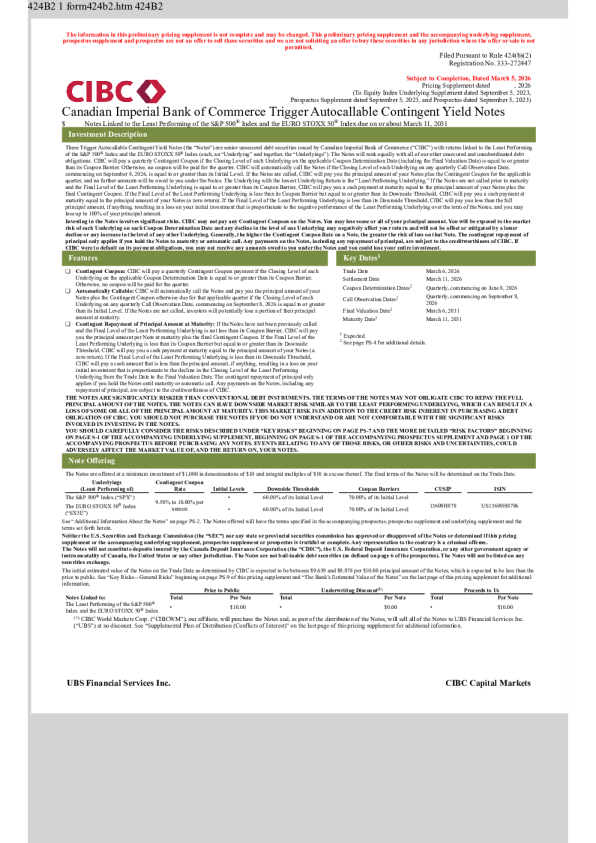 加拿大帝国商业银行美股招股说明书(2026-03-05版)