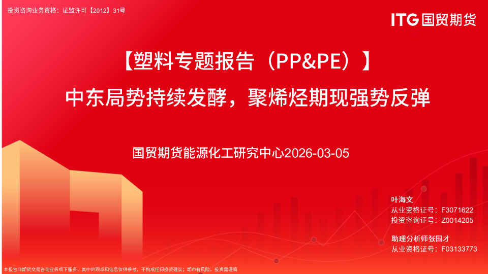 【塑料专题报告（PP&PE）】中东局势持续发酵，聚烯烃期现强势反弹