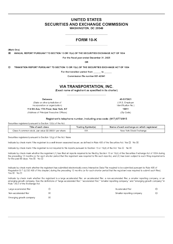 Via Transportation Inc-A 2025年度报告