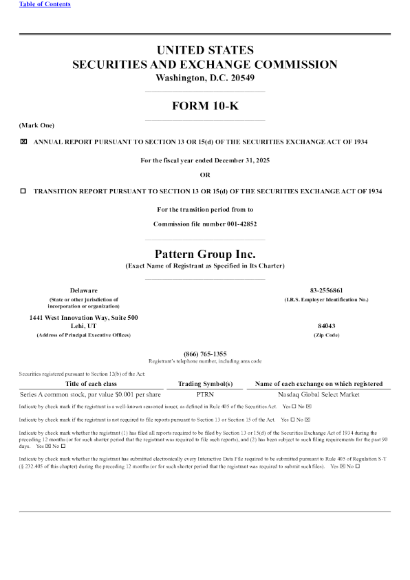 Pattern Group Inc-A 2025年度报告