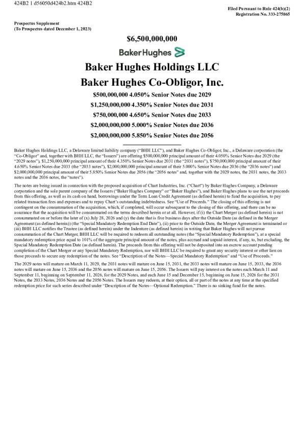 Baker Hughes Co-A美股招股说明书(2026-03-06版)