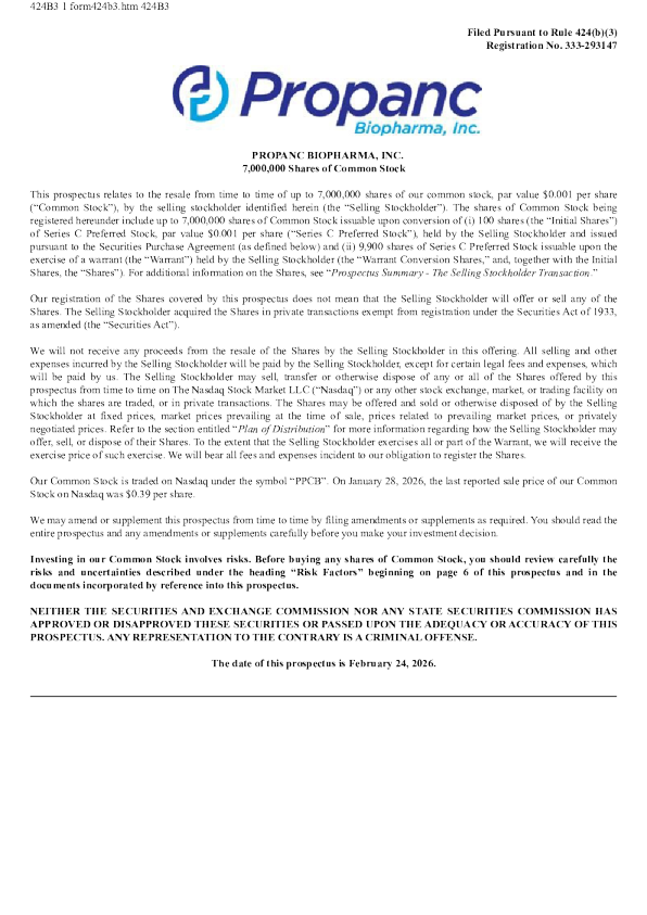 Propanc Biopharma Inc美股招股说明书(2026-03-06版)