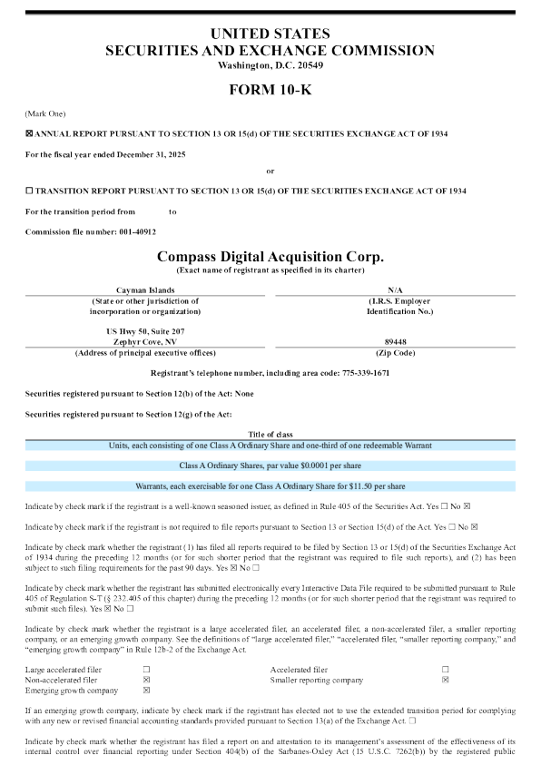 Compass Digital Acquisition Corp-A 2025年度报告