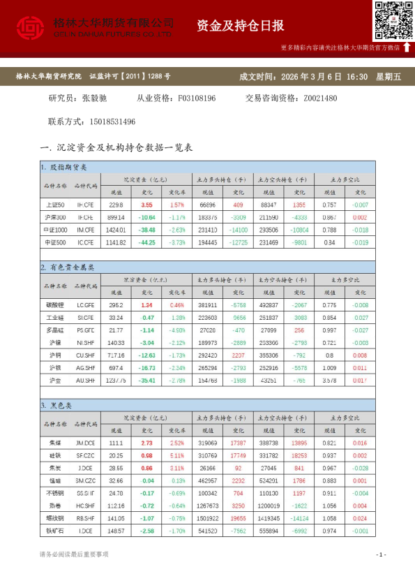 - 资金及持仓日报（20260306）