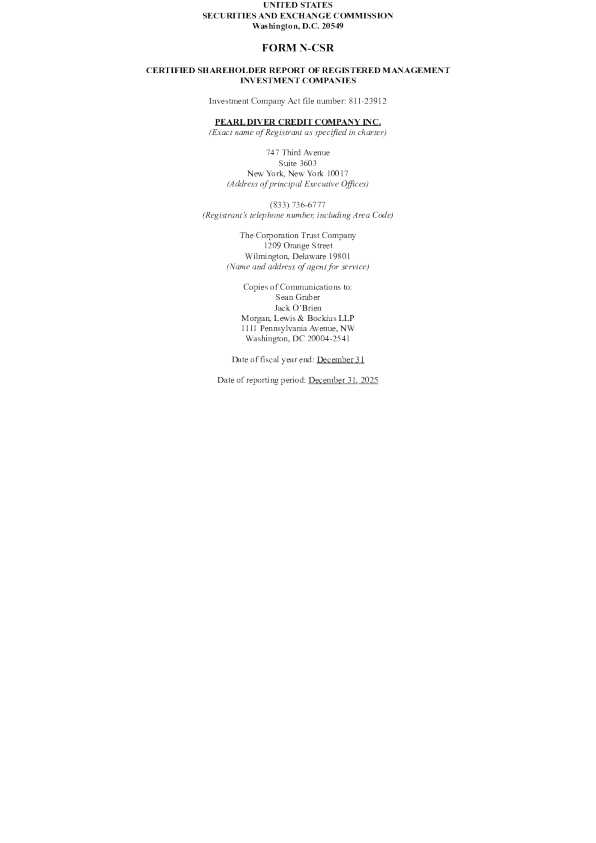 珍珠潜水公司 2025 年度报告