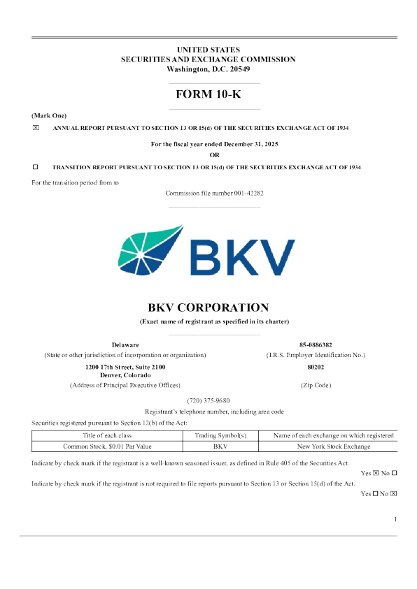BKV Corp 2025年度报告