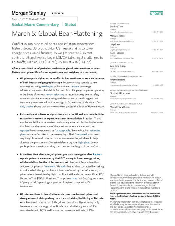 全球宏观评论 | 全球 3月5日：全球熊市趋平