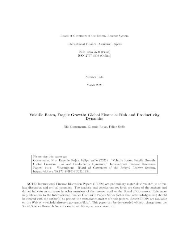 波动的利率，脆弱的增长：全球金融风险与生产率动态