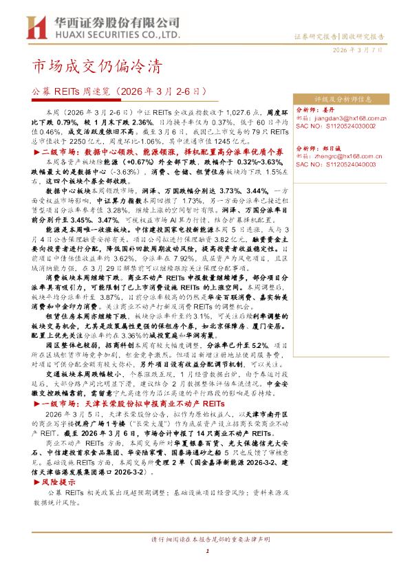 公募REITs周速览：市场成交仍偏冷清
