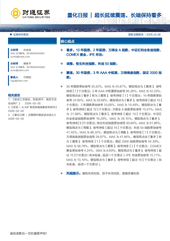 超长延续震荡，长端保持看多