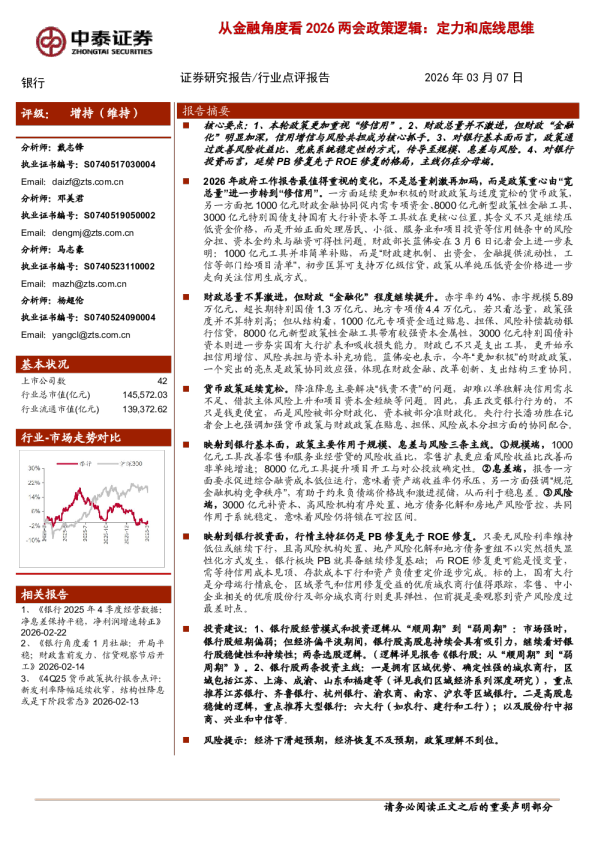 从金融角度看2026两会政策逻辑：定力和底线思维