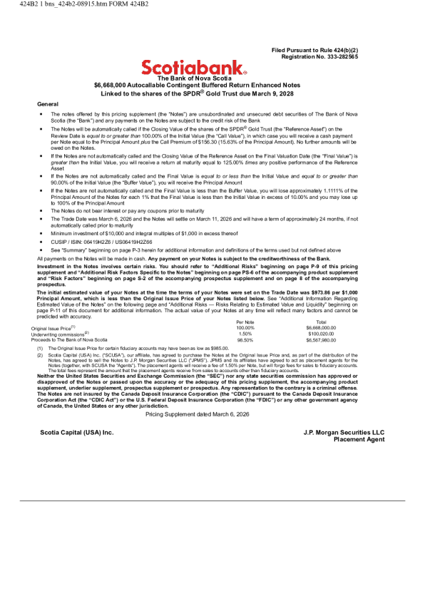 加拿大丰业银行美股招股说明书(2026-03-09版)