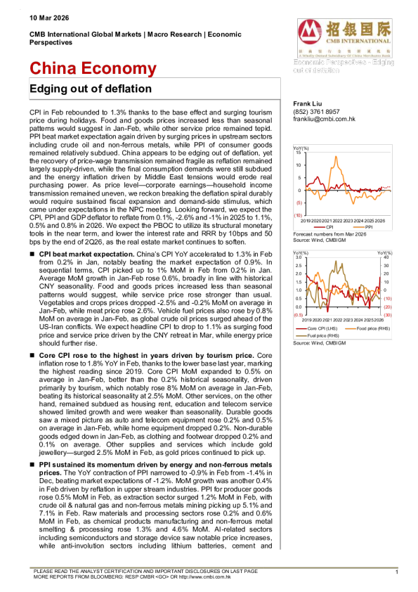 China Economy:Edging out of deflation