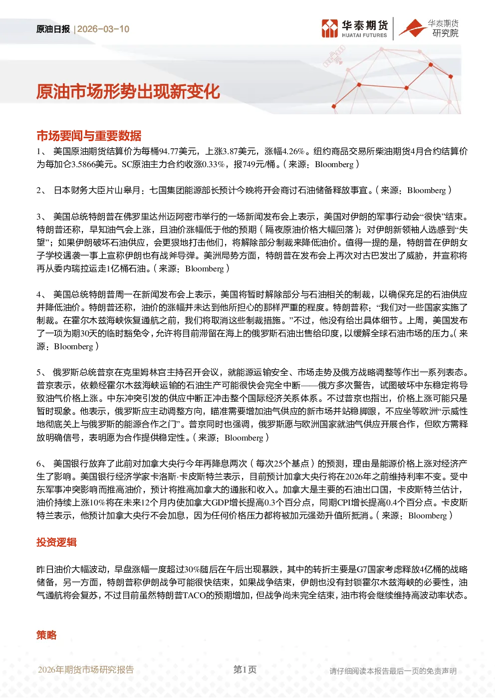 原油日报：原油市场形势出现新变化