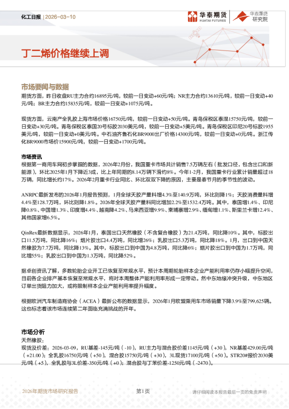 化工日报:丁二烯价格继续上调