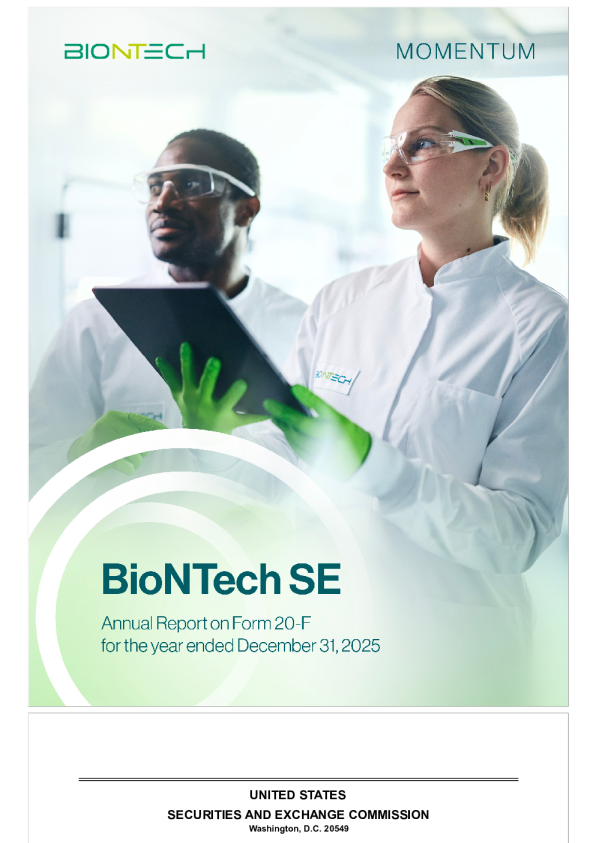BioNTech SE ADR 2026年年度报告和过渡报告