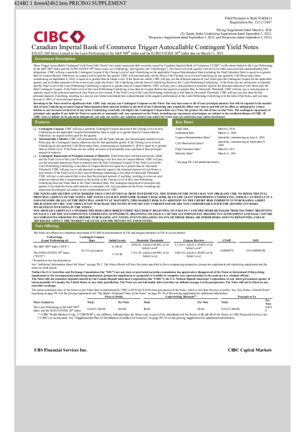 加拿大帝国商业银行美股招股说明书(2026-03-10版)